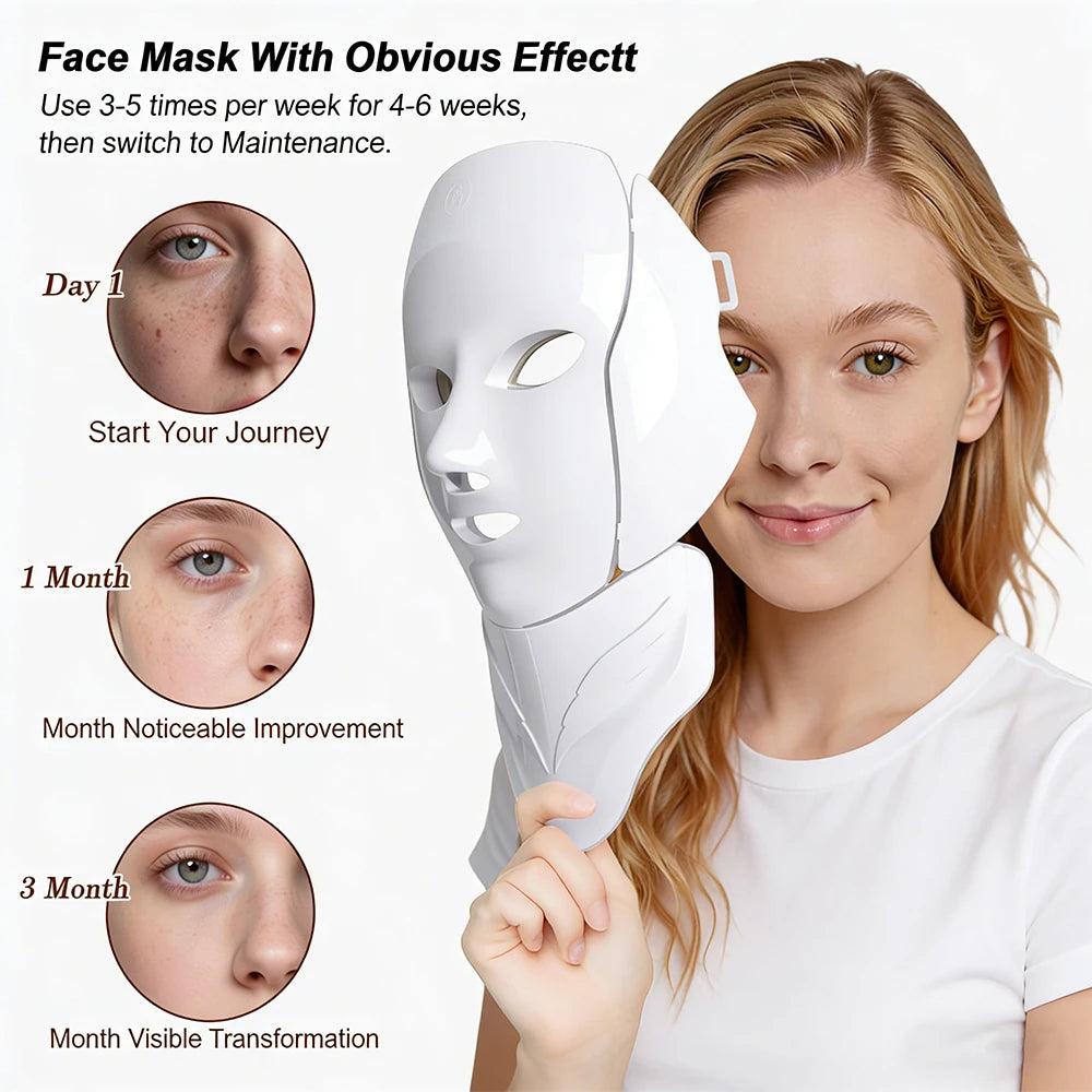 7 Colors Photon Face Neck Beauty Mask Wireless Facial LED Mask Repair Skin Wrinkle Remover Skin Rejuvenation Tighten Skin Care