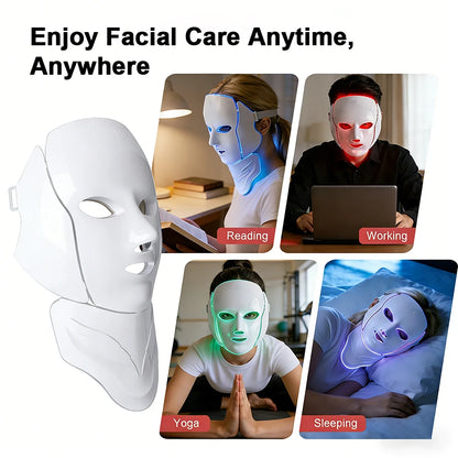 7 Colors Photon Face Neck Beauty Mask Wireless Facial LED Mask Repair Skin Wrinkle Remover Skin Rejuvenation Tighten Skin Care