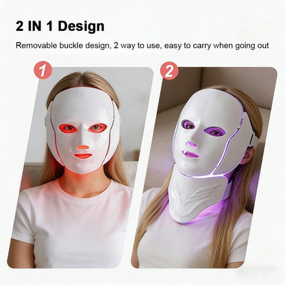 7 Colors Photon Face Neck Beauty Mask Wireless Facial LED Mask Repair Skin Wrinkle Remover Skin Rejuvenation Tighten Skin Care