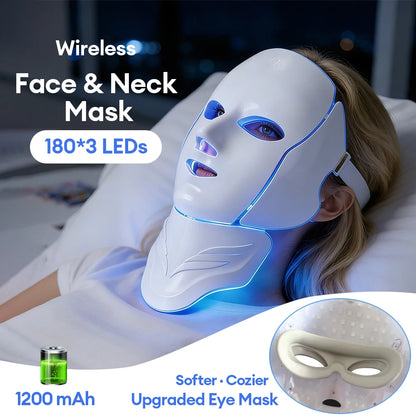 7 Colors Photon Face Neck Beauty Mask Wireless Facial LED Mask Repair Skin Wrinkle Remover Skin Rejuvenation Tighten Skin Care