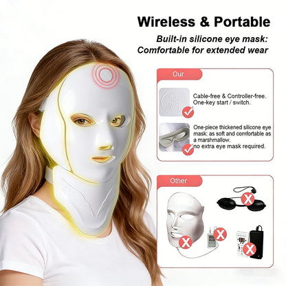 7 Colors Photon Face Neck Beauty Mask Wireless Facial LED Mask Repair Skin Wrinkle Remover Skin Rejuvenation Tighten Skin Care