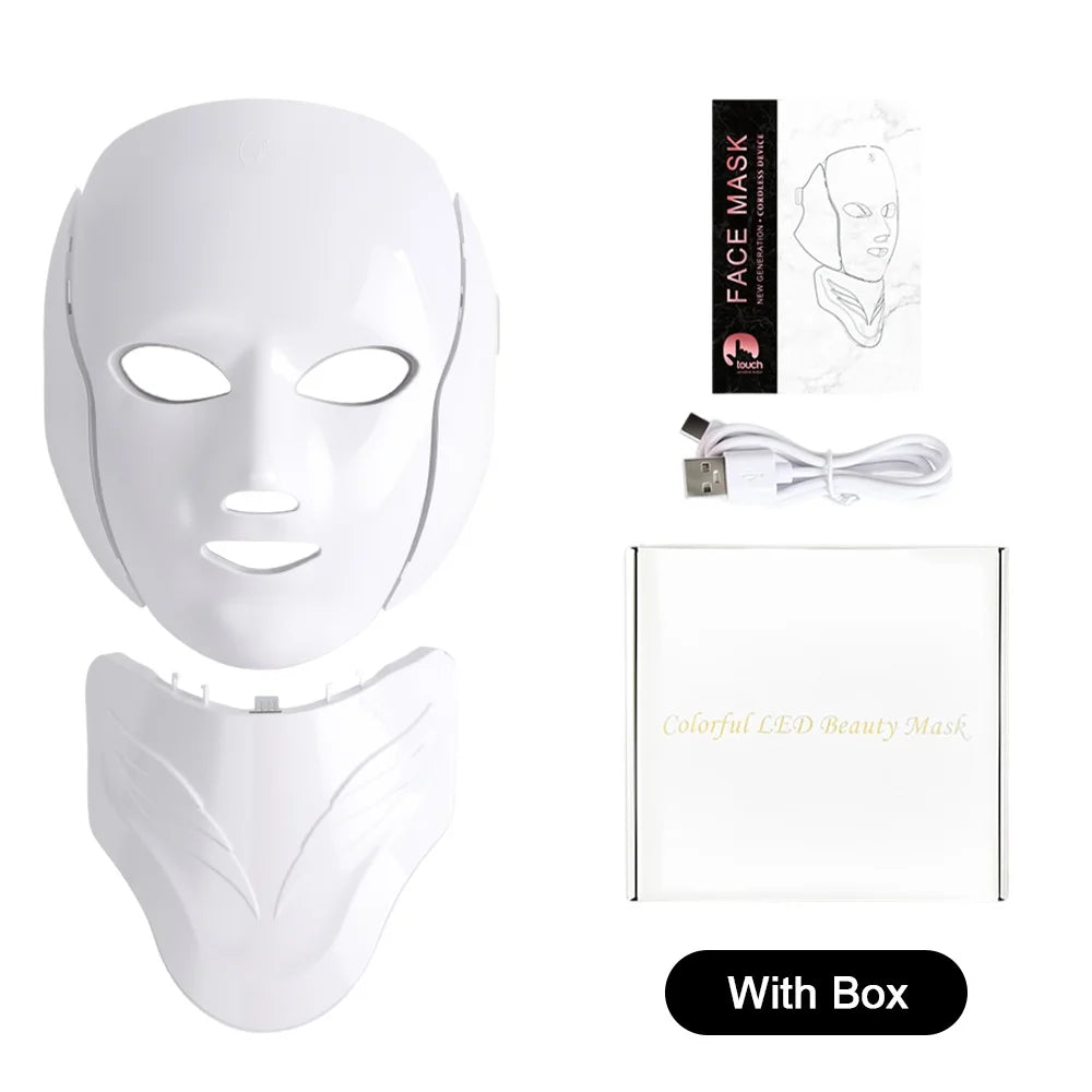 7 Colors Photon Face Neck Beauty Mask Wireless Facial LED Mask Repair Skin Wrinkle Remover Skin Rejuvenation Tighten Skin Care