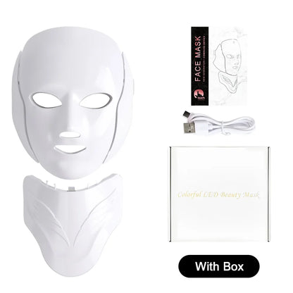 7 Colors Photon Face Neck Beauty Mask Wireless Facial LED Mask Repair Skin Wrinkle Remover Skin Rejuvenation Tighten Skin Care